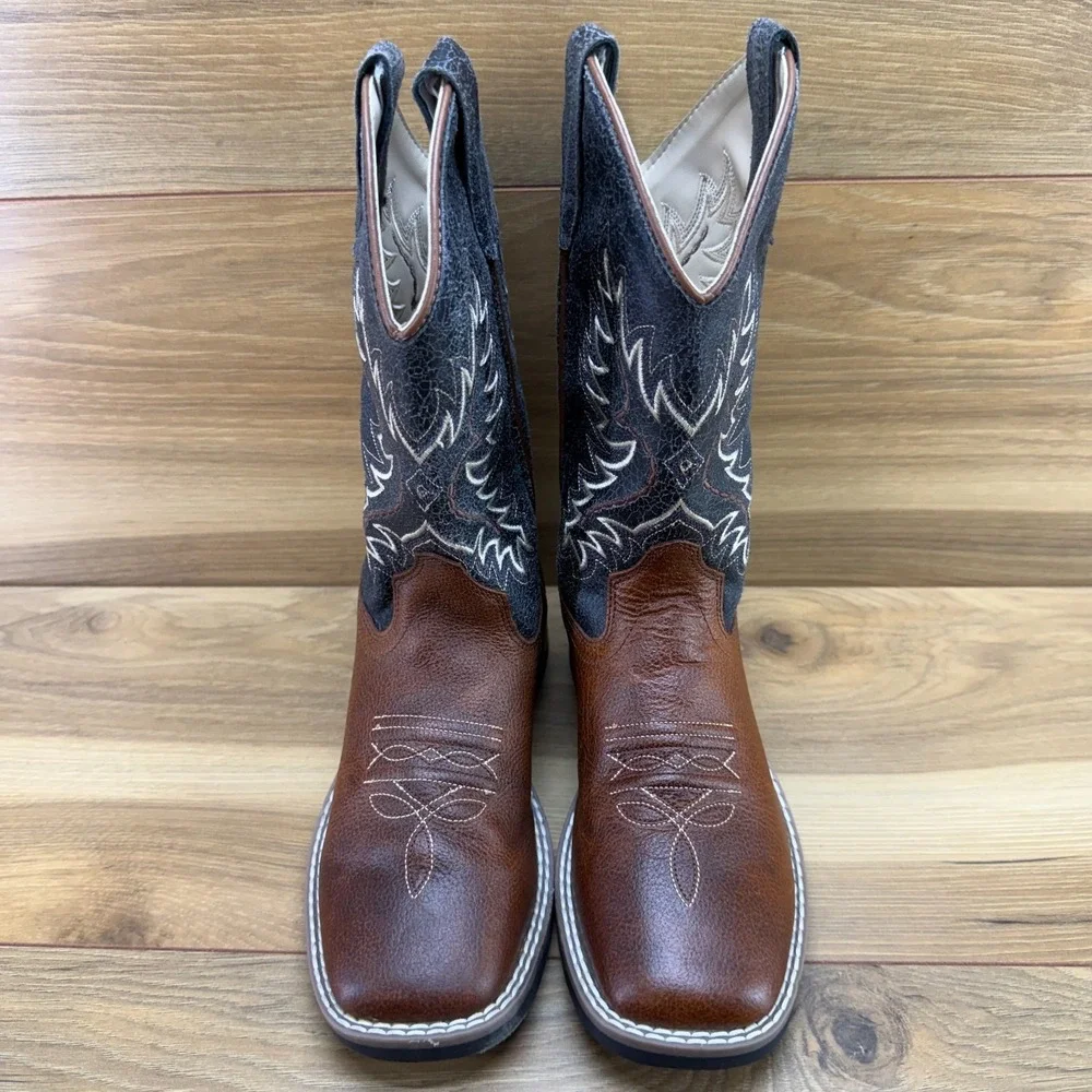 Cody James Boys Western Boots 2 D Brown Square Toe Embroidered Cowboy Rodeo